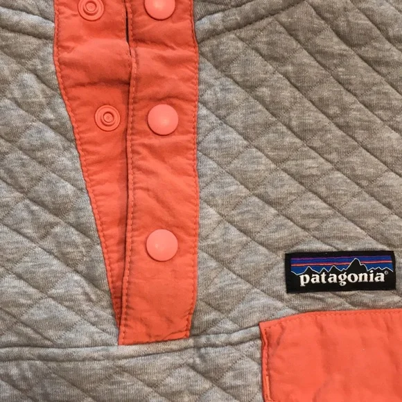 Patagonia Gray and Orange Snap T Quilted Pullover - Picture 3 of 9